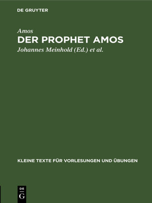 cover image of Der Prophet Amos